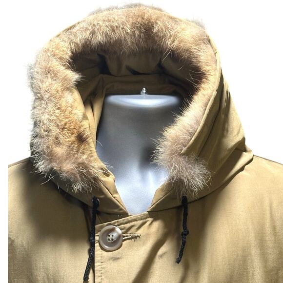 Woolrich Arctic Goose Down Filled Parka Coyote Fur Tan Men's Size L-Excellent - Picture 3 of 13